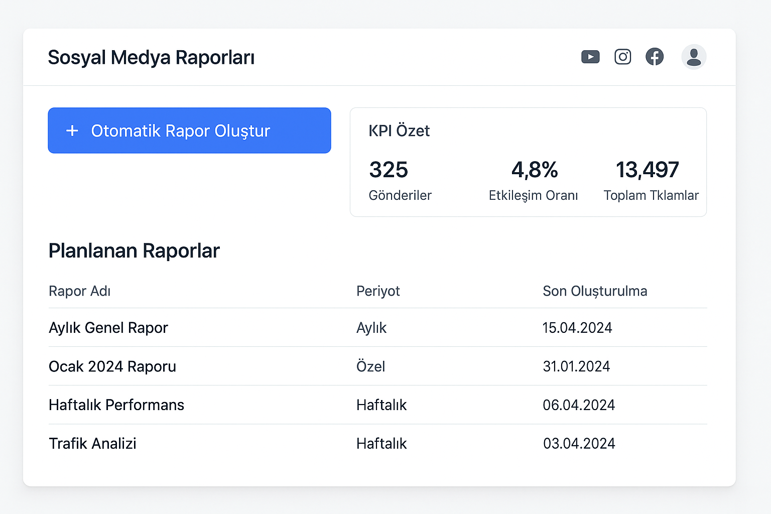 Otomatik Sosyal Medya Raporlama Sistemi